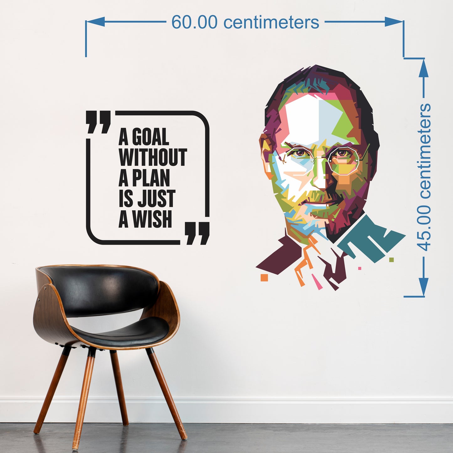 iberry's Inspirational Motivational Quotes Wall Sticker, Goal Without a Plan is just a Wish"- 45 x 60 cm Wall Stickers for Study- Office-01