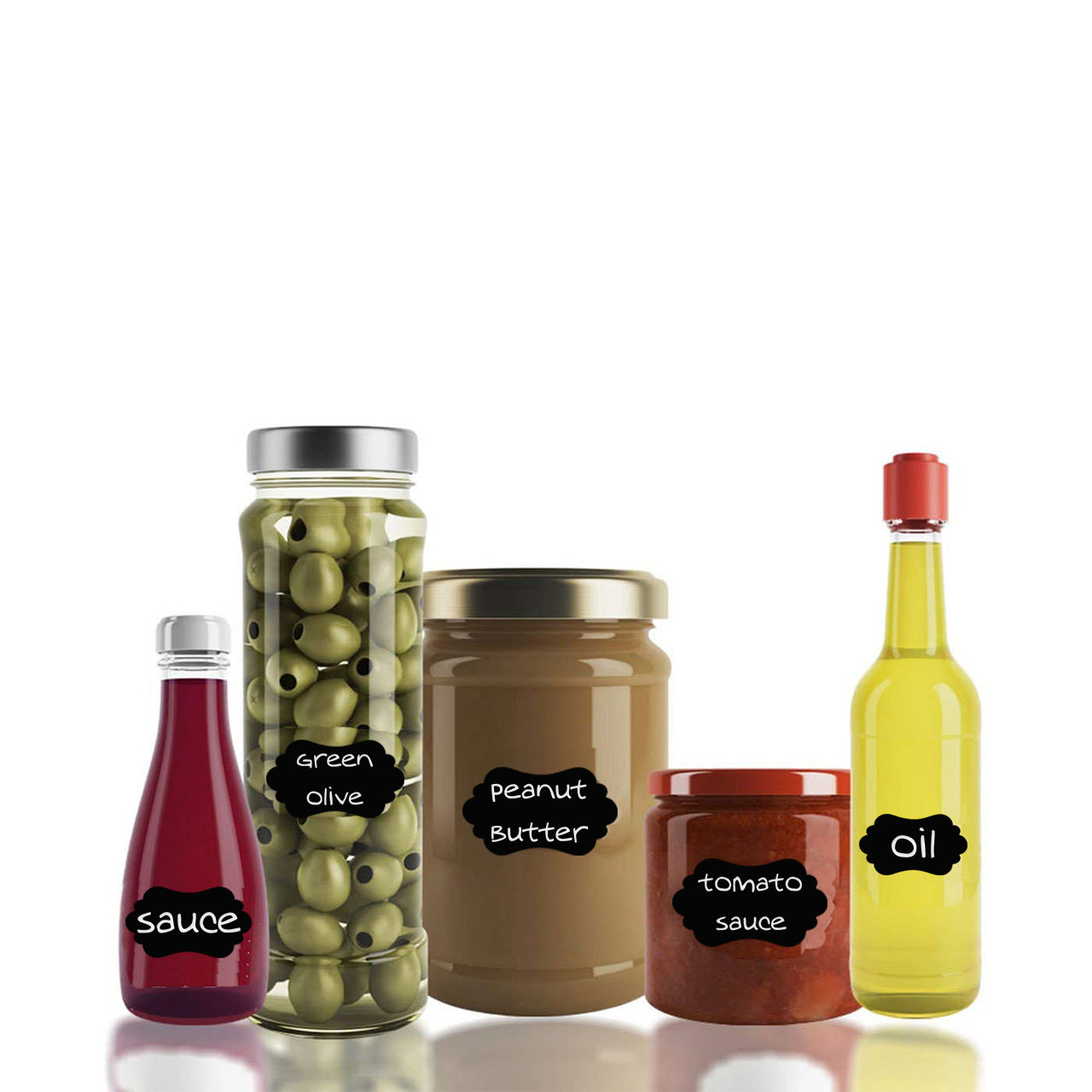 iberry's 108 pieces Waterproof Vinyl Stickers for Mason Jars Glass Bottle, Decals Craft, Kitchen Jar (Paper, 7 cm x 4 cm, Black, 108 Piece) -(12)