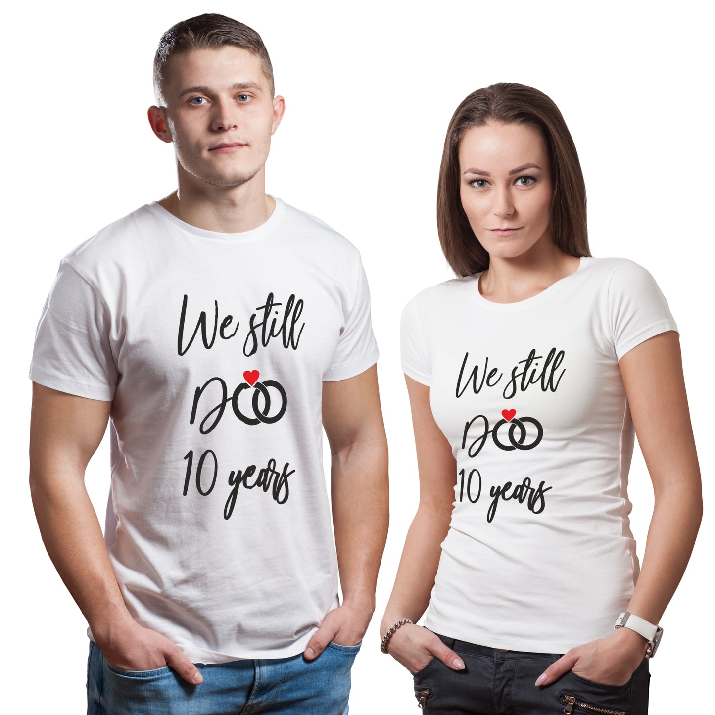 Customized Anniversary Couple Tshirt- Cotton Tshirt (Set of 2)