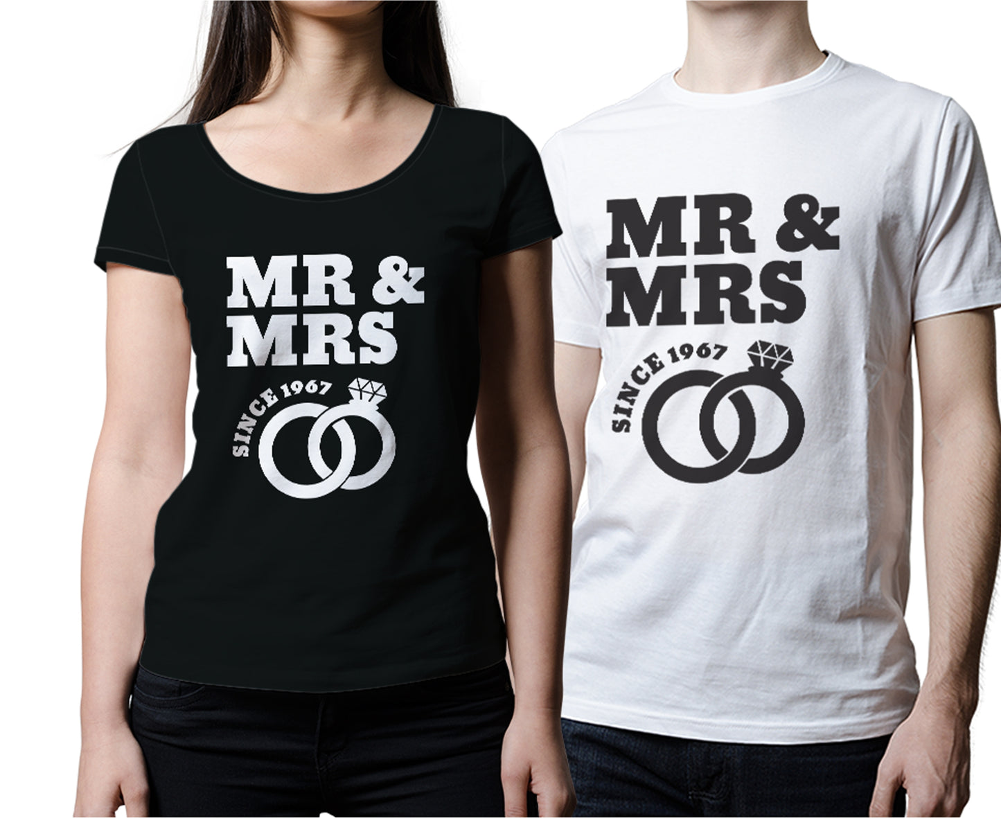 Customized Anniversary Year Couple Tshirt- Cotton Tshirt (Set of 2)