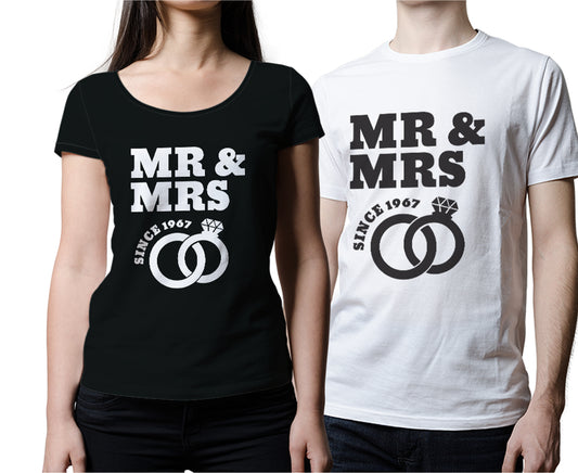 Customized Anniversary Year Couple Tshirt- Cotton Tshirt (Set of 2)