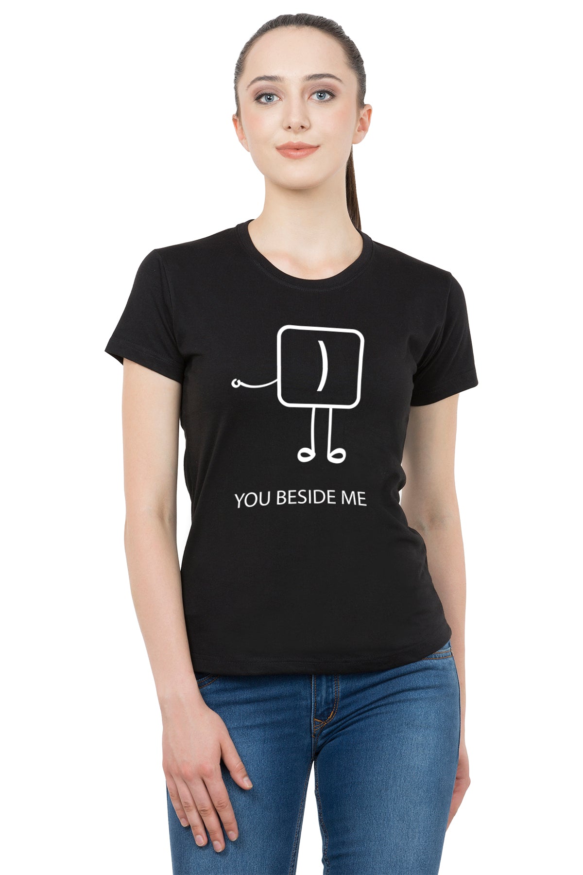 Happiness Matching Couple Tshirt for Men & Women Cotton Printed Regular Fit Tshirts-  (Set of 2)-36