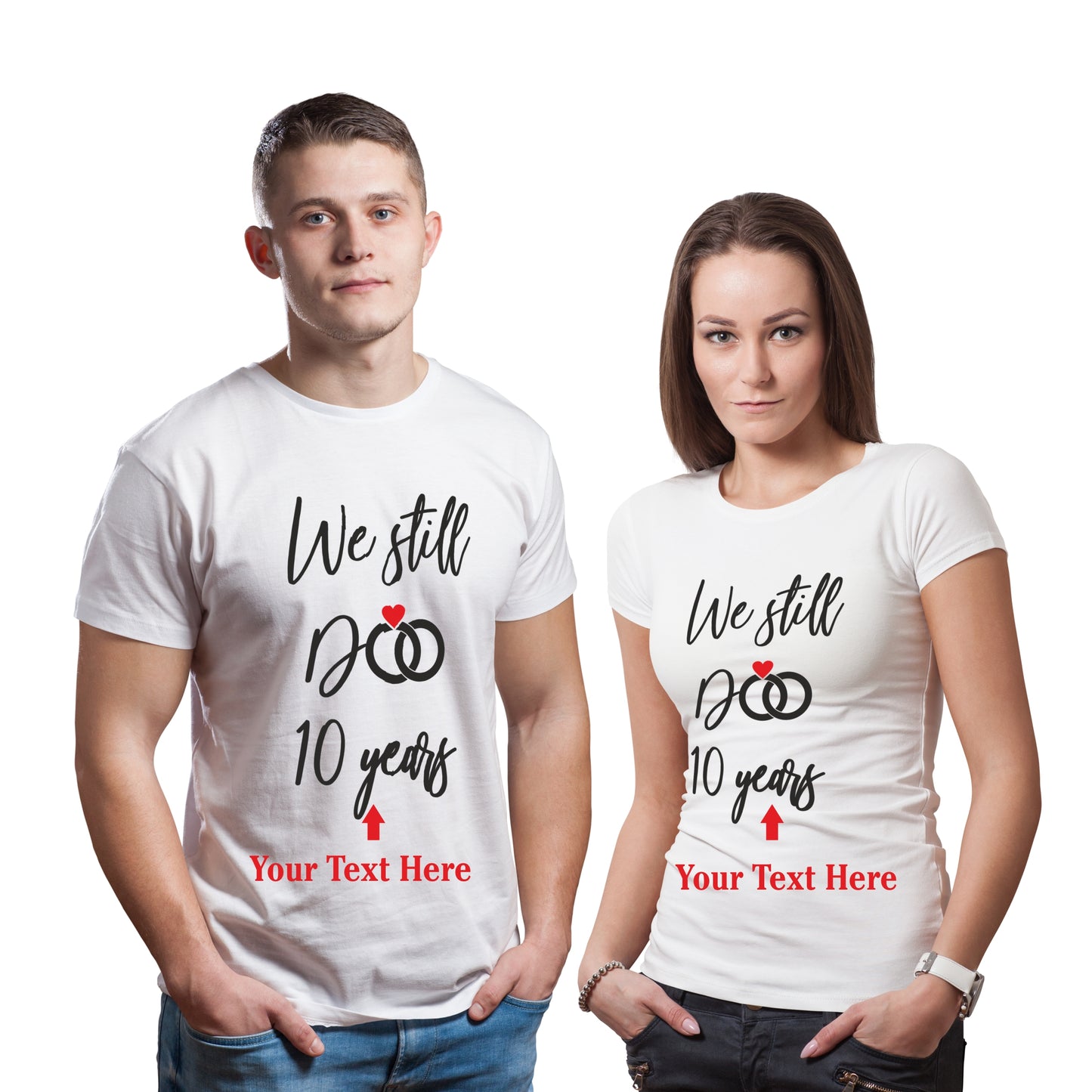 Customized Anniversary Couple Tshirt- Cotton Tshirt (Set of 2)