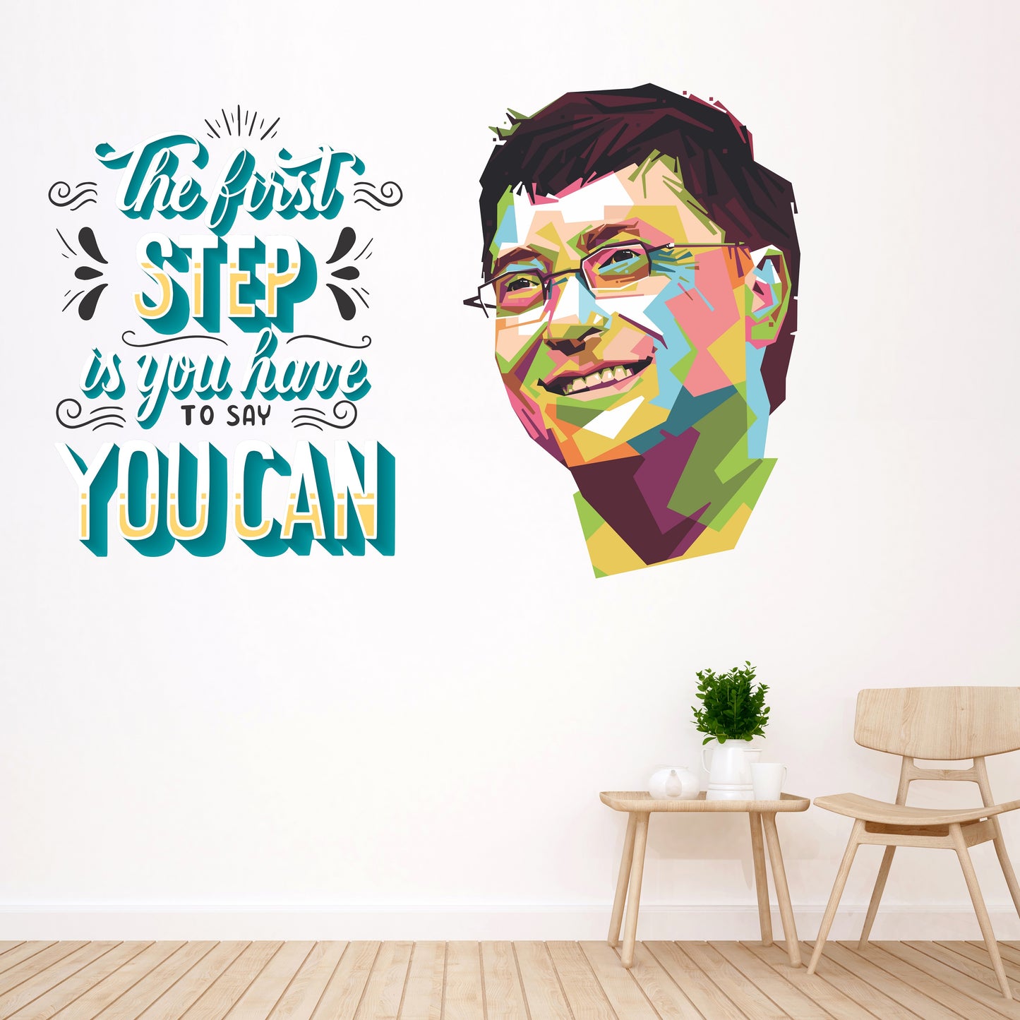 iberry's Inspirational Motivational Quotes Wall Sticker, First Step is You Have to say You can"- 44 x 63 cm Wall Stickers for Study- Office-05