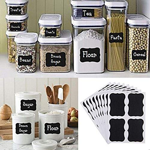 iberry's 108 pieces Waterproof Vinyl Stickers for Mason Jars Glass Bottle, Decals Craft, Kitchen Jar (Paper, 7 cm x 4 cm, Black, 108 Piece) -(2)