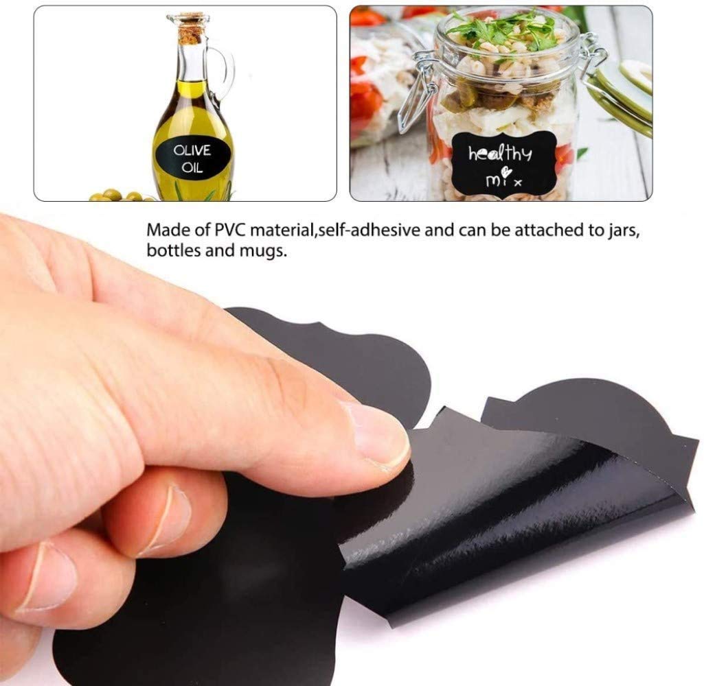 iberry's 108 pieces Waterproof Vinyl Stickers for Mason Jars Glass Bottle, Decals Craft, Kitchen Jar (Paper, 7 cm x 4 cm, Black, 108 Piece) -(12)