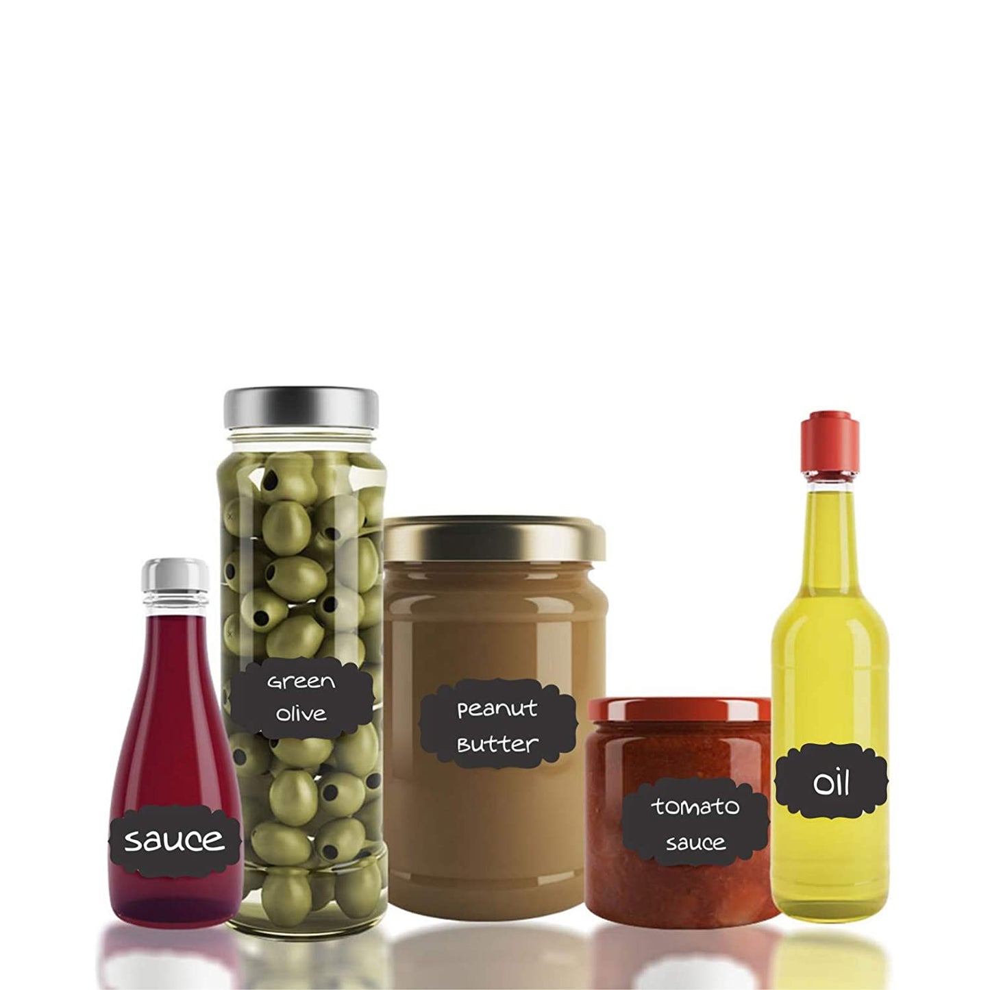 iberry's 108 pieces Waterproof Vinyl Stickers for Mason Jars Glass Bottle, Decals Craft, Kitchen Jar (Paper, 7 cm x 4 cm, Black, 108 Piece) -(9)