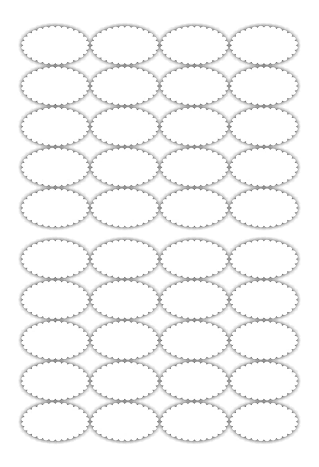 iberry's 108 pieces Waterproof Vinyl Stickers for Mason Jars Glass Bottle, Decals Craft, Kitchen Jar (Paper, 7 cm x 4 cm, White, 108 Piece) (8 Oval Flower Sticker)