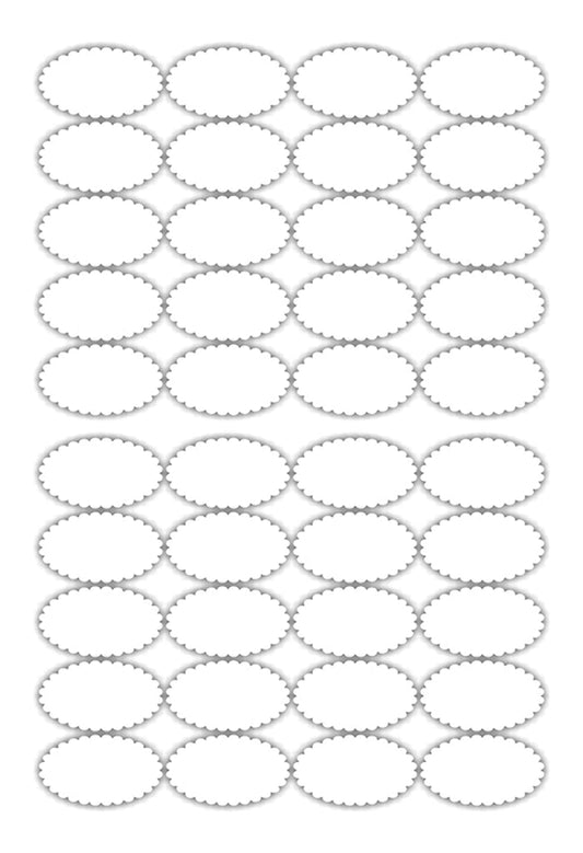 iberry's 108 pieces Waterproof Vinyl Stickers for Mason Jars Glass Bottle, Decals Craft, Kitchen Jar (Paper, 7 cm x 4 cm, White, 108 Piece) (8 Oval Flower Sticker)
