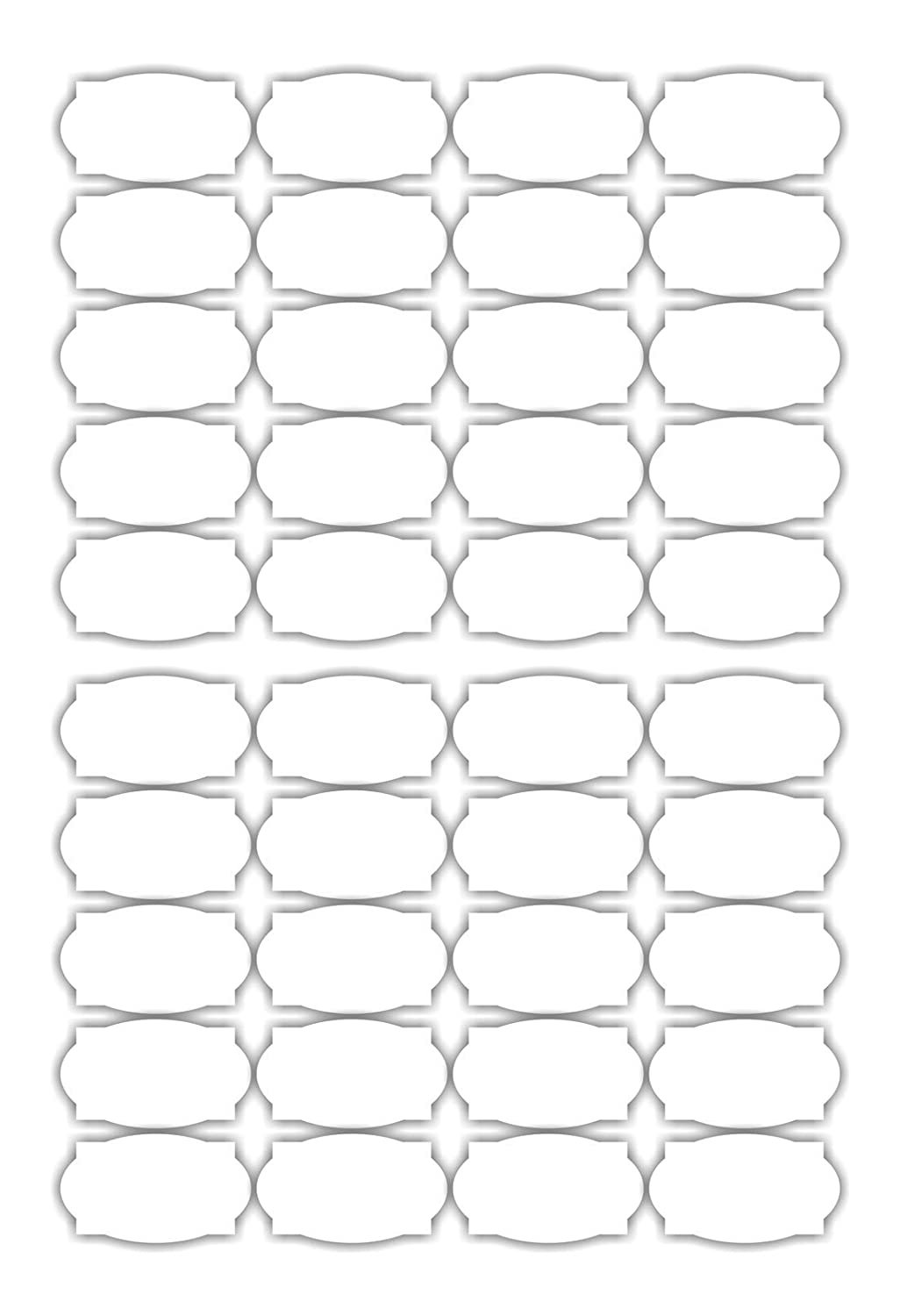 iberry's 108 pieces Waterproof Vinyl Stickers for Mason Jars Glass Bottle, Decals Craft, Kitchen Jar (Paper, 7 cm x 4 cm, White, 108 Piece) (Rectangle & Oval stickers curly) (4)