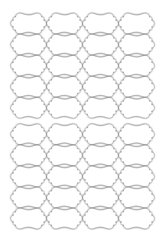 iberry's 108 pieces Waterproof Vinyl Stickers for Mason Jars Glass Bottle, Decals Craft, Kitchen Jar (Paper, 7 cm x 4 cm, White, 108 Piece) (Curly Round 2 Sticker) (12)