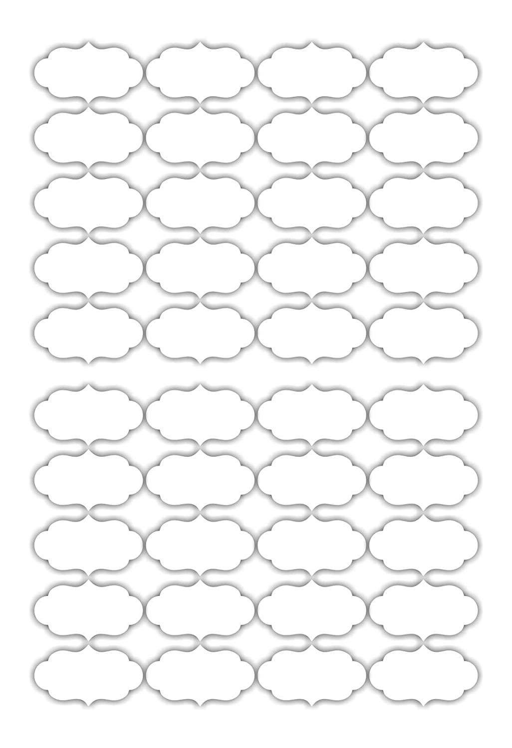 iberry's 108 pieces Waterproof Vinyl Stickers for Mason Jars Glass Bottle, Decals Craft, Kitchen Jar (Paper, 7 cm x 4 cm, White, 108 Piece) (Curly Round 1 stickers curly) (2)