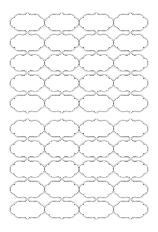 iberry's 108 pieces Waterproof Vinyl Stickers for Mason Jars Glass Bottle, Decals Craft, Kitchen Jar (Paper, 7 cm x 4 cm, White, 108 Piece) (Curly Round 1 stickers curly) (2)