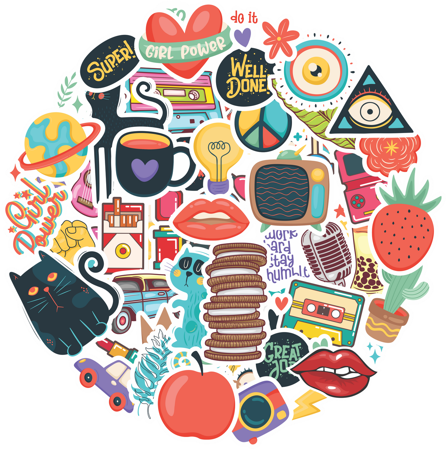 iberry's Vinyl Waterproof Stickers for Laptop Mobile Phones Computer Bicycle Luggage Scrapbooks Gadgets Laptop - Set of 50 Pieces Stickers 01