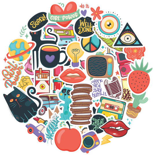 iberry's Vinyl Waterproof Stickers for Laptop Mobile Phones Computer Bicycle Luggage Scrapbooks Gadgets Laptop - Set of 50 Pieces Stickers 01