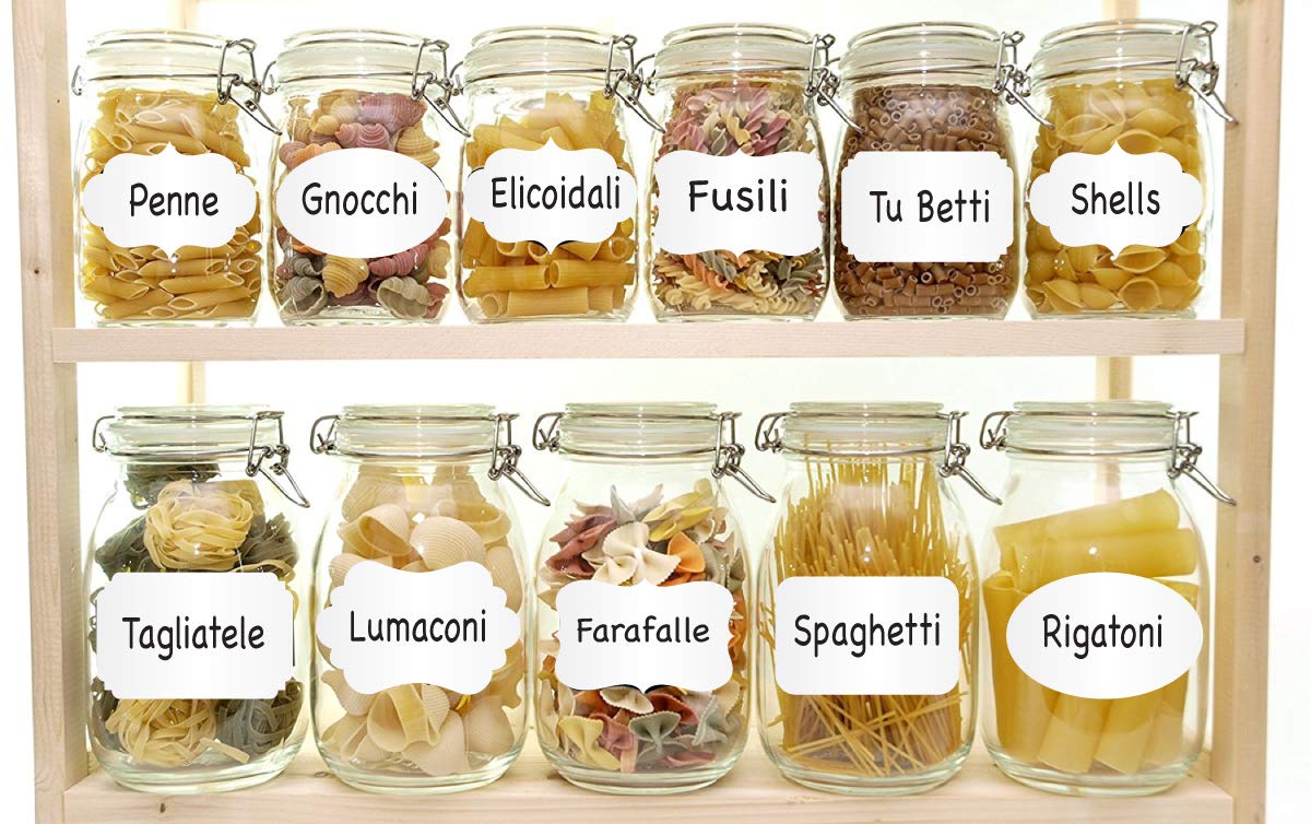 iberry's 108 pieces Waterproof Vinyl Stickers for Mason Jars Glass Bottle, Decals Craft, Kitchen Jar (Paper, 7 cm x 4 cm, White, 108 Piece) (Oval Sticker) (11)