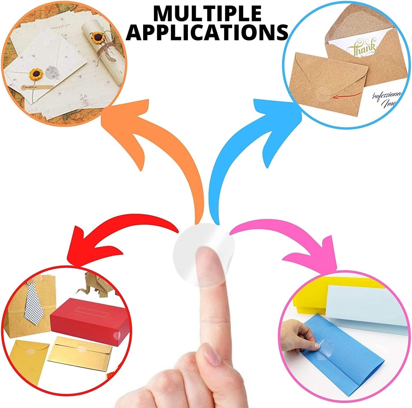 iberry's 1 inch Diameter Transparent Stickers|Transparent Stickers to Seal Boxes and Envelopes|Stickers for Order Packing