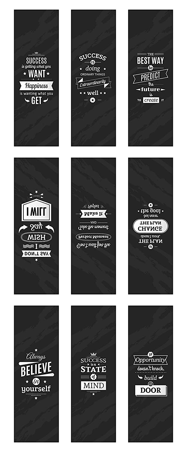 iberry's Printed Paper Bookmarks| Bookmarks for Readers| Gift for Book Lovers| Motivational Quote Bookmarks| Black Book Marks- Set of 9