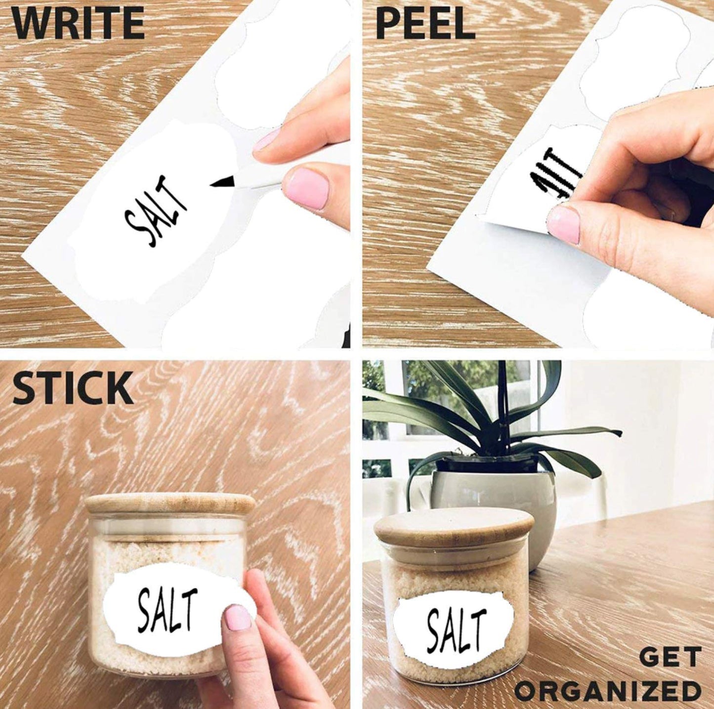 iberry's 108 pieces Waterproof Vinyl Stickers for Mason Jars Glass Bottle, Decals Craft, Kitchen Jar (Paper, 7 cm x 4 cm, White, 108 Piece) (8 Oval Flower Sticker)