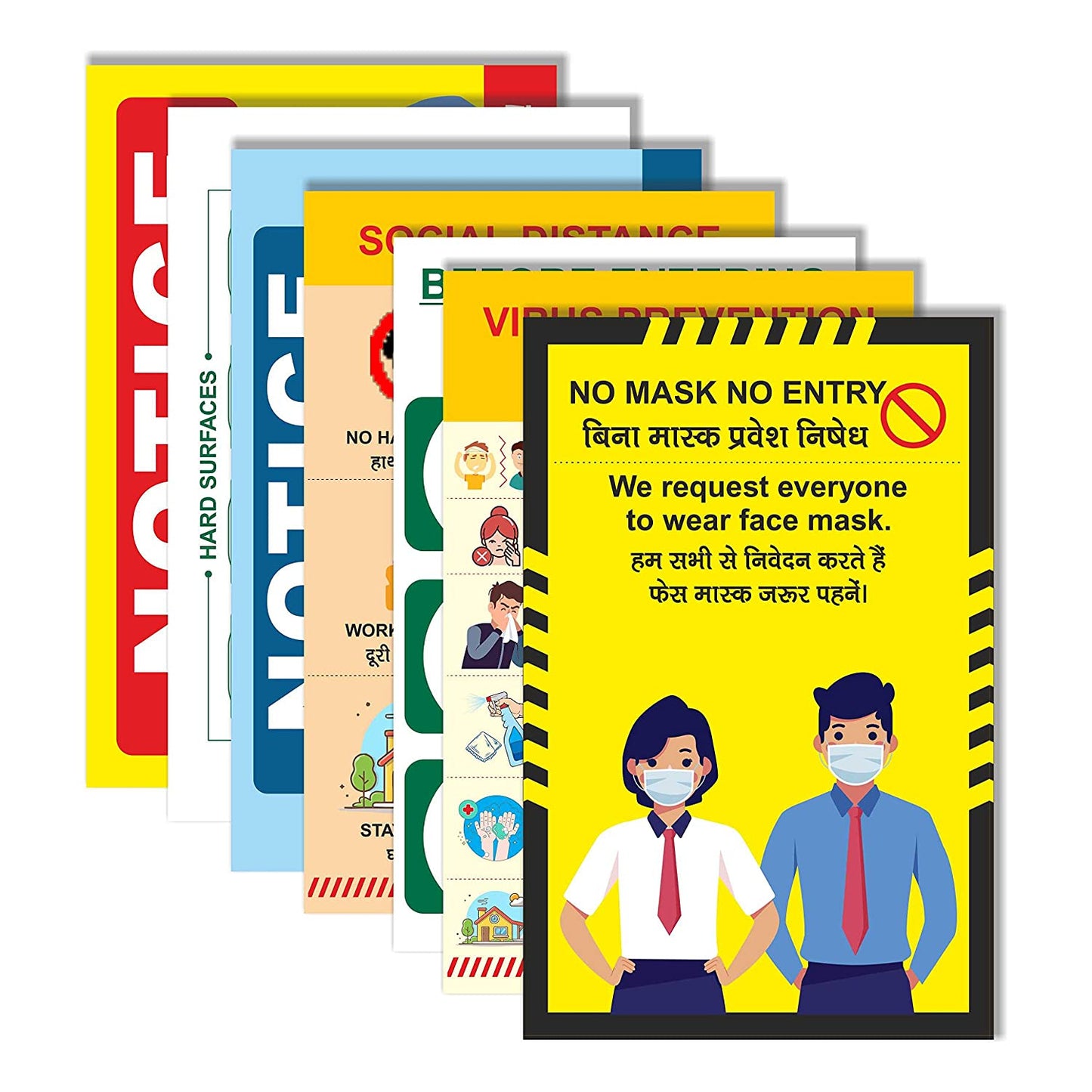 COVID-19 Office Posters| Safety Awareness Posters- Set of 7 (Size:- 11" x17")