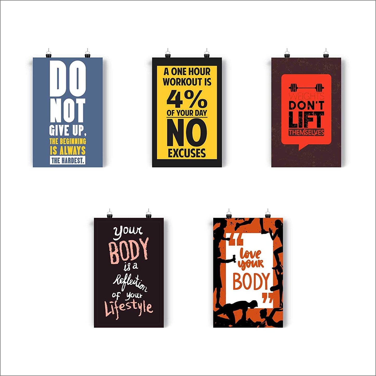 iberry's Gym Quote Poster for Office and Student Room Walls (Size 12 x 18 inch, Pack of 10) - A