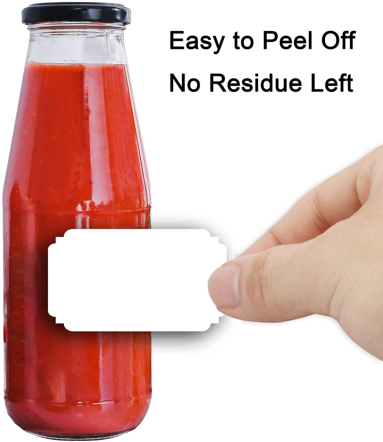 iberry's 108 pieces Waterproof Vinyl Stickers for Mason Jars Glass Bottle, Decals Craft, Kitchen Jar (Paper, 7 cm x 4 cm, White, 108 Piece) (Recty Round & Pointer Edge stickers curly) (3)