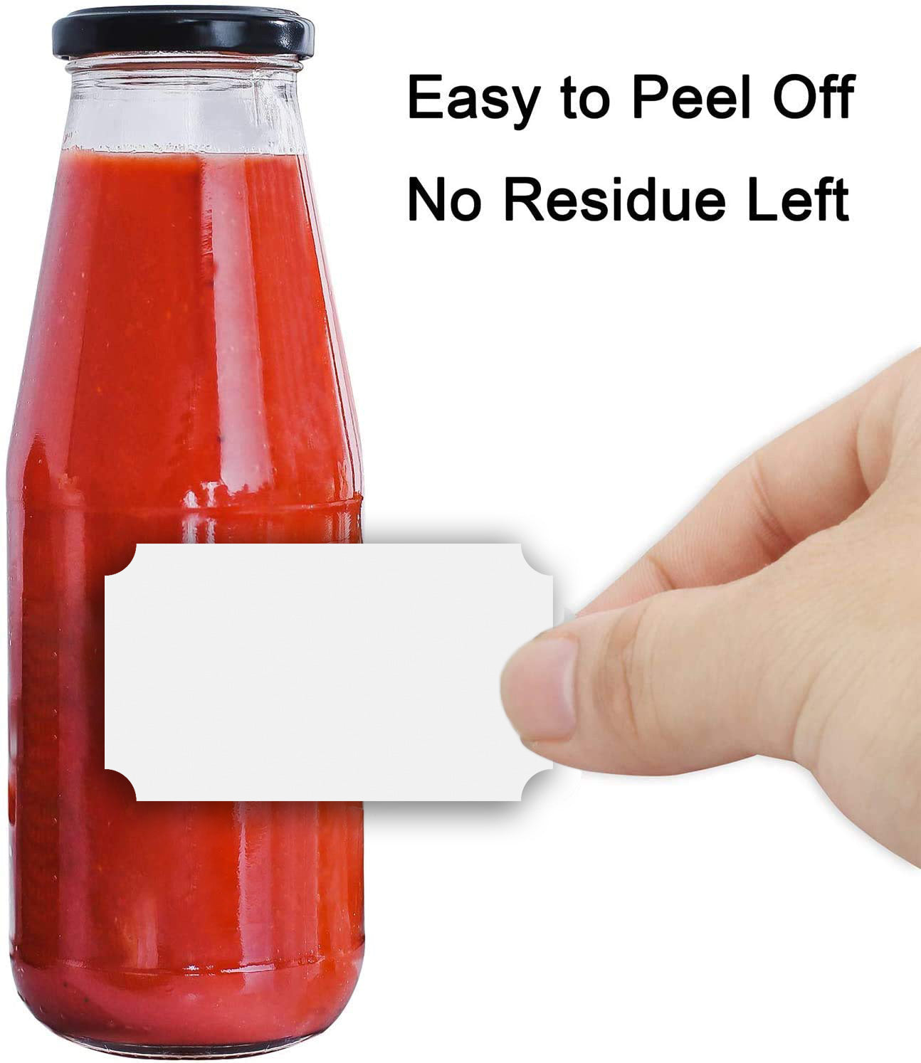 iberry's 108 pieces Waterproof Vinyl Stickers for Mason Jars Glass Bottle, Decals Craft, Kitchen Jar (Paper, 7 cm x 4 cm, White, 108 Piece) (Recty with Sculoped Corner stickers curly) (6)