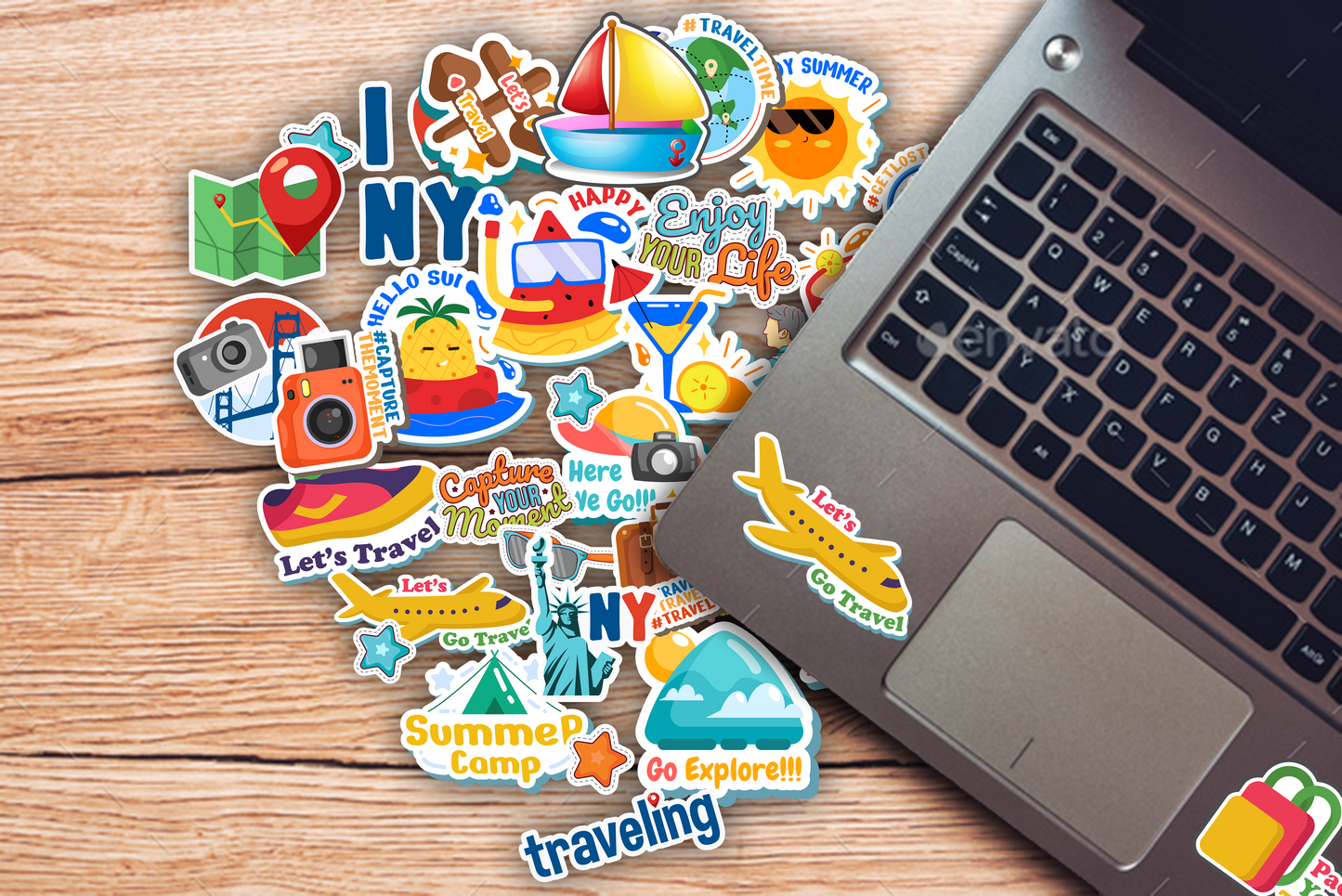 iberry's 50 pcs Stickers for Laptop Mobile Phones Computer Bicycle Luggage Scrapbooks Gadgets Waterproof Stickers|Travel Quotes, Luggage tag Stickers|Laptop Sticker-Set of 50 Stickers (09)