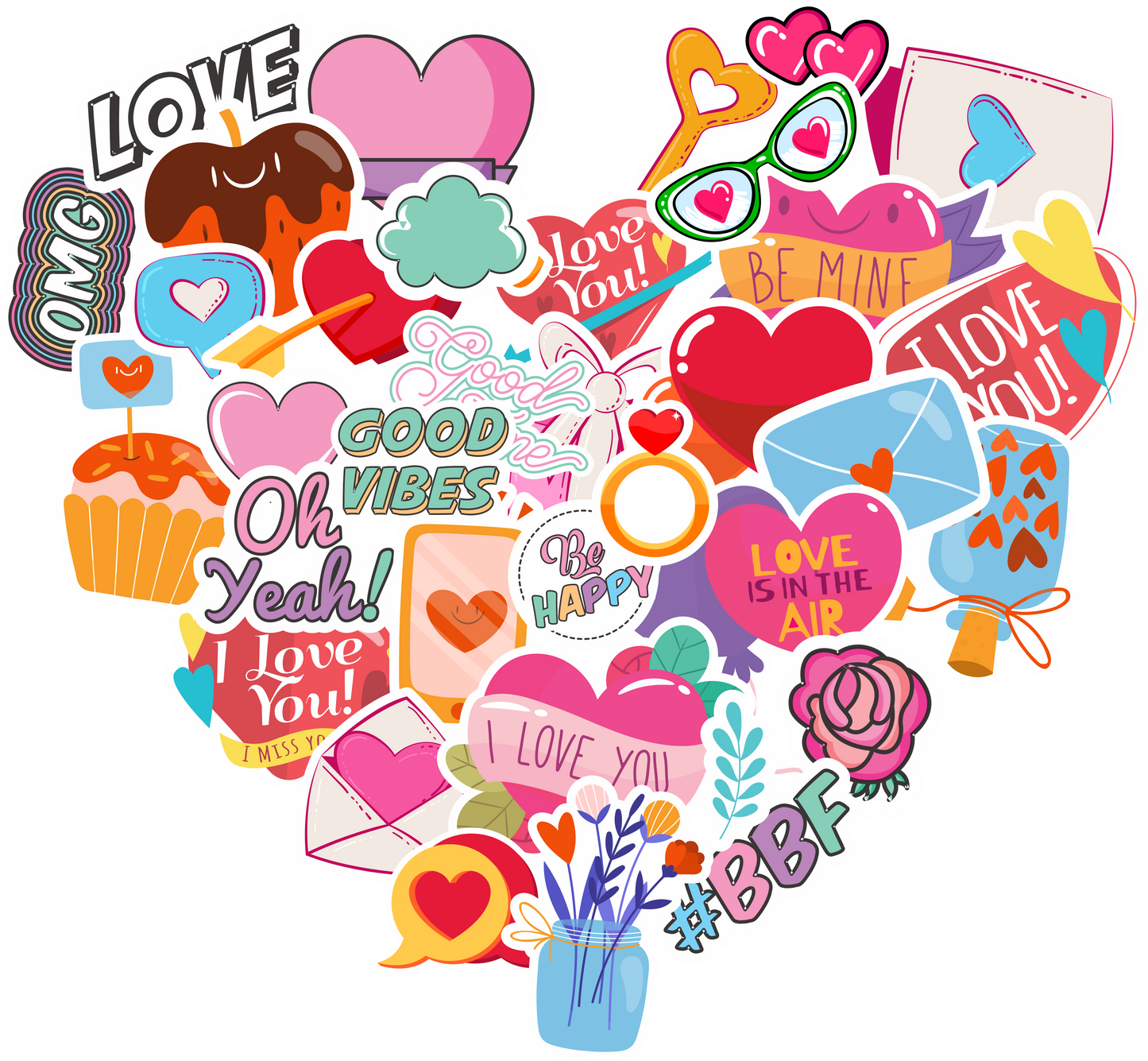 iberry's 50 pcs Stickers for Laptop Mobile Phones Computer Bicycle Luggage Scrapbooks Gadgets | Waterproof Stickers|Love Stickers| Laptop Sticker- Set of 50 Stickers (02)