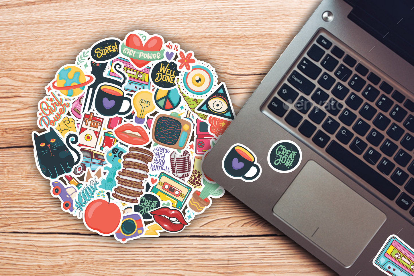 iberry's Vinyl Waterproof Stickers for Laptop Mobile Phones Computer Bicycle Luggage Scrapbooks Gadgets Laptop - Set of 50 Pieces Stickers 01