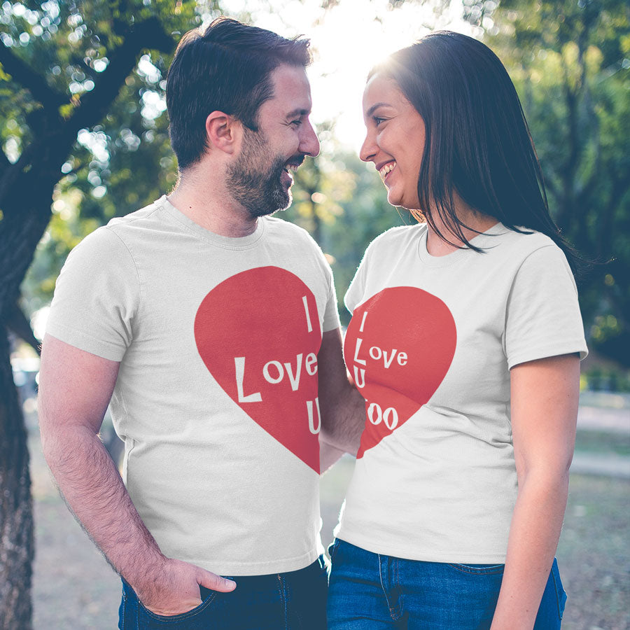 Matching Couple Shirts Half Heart Womam Man Couple Tshirts Printed