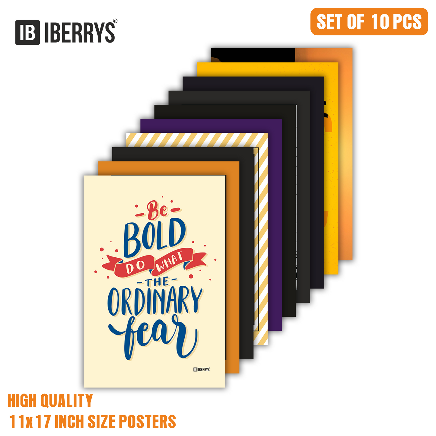 iberry's Motivational Quote Poster for Office and Student Room Walls |posters for room (Size 28 x 43 CM, Pack of 10)-J
