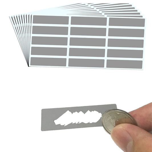 iberry's 50 x 10 mm Scratch Off Label Stickers|Silver Scratch Stickers for Baby Shower, Sale Events, Festival Offers, Sale Offers,Surprising |Rectangle Shape Peel Off Scratch Stickers