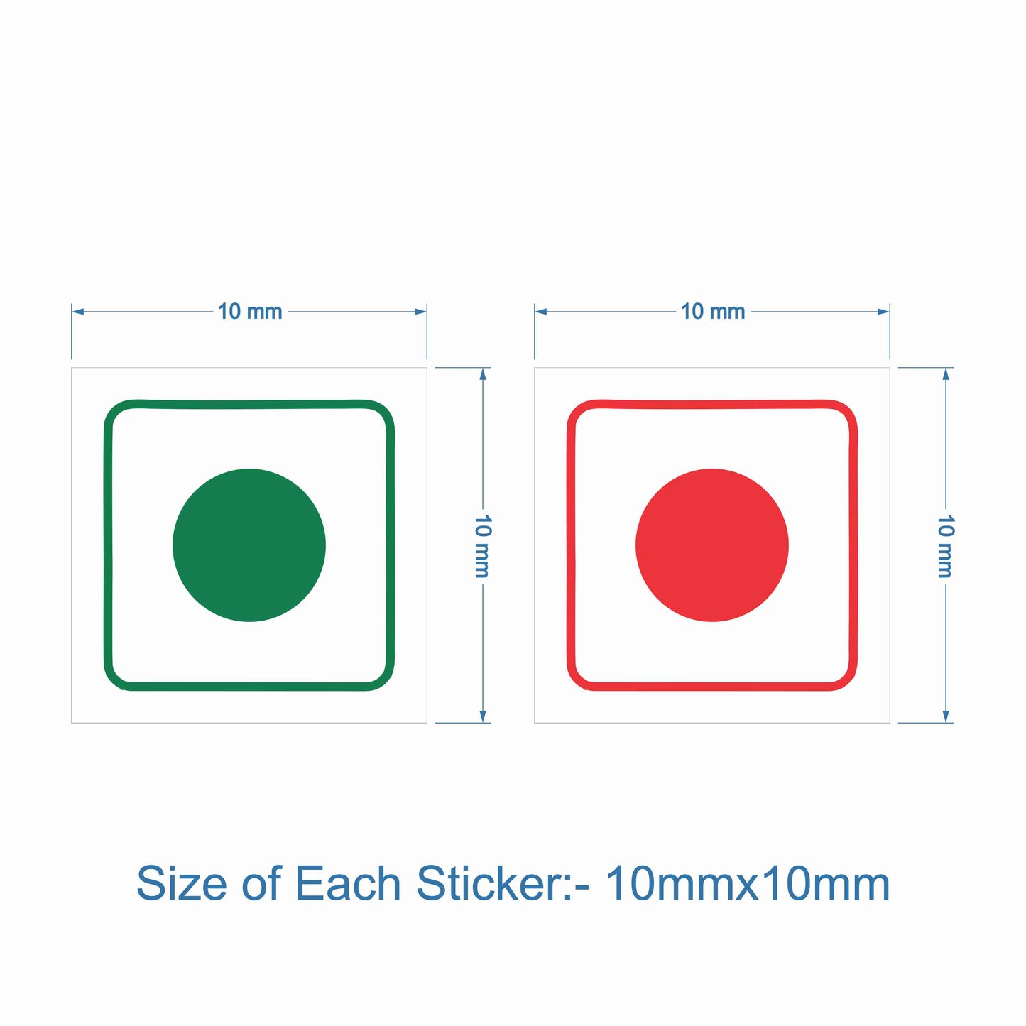 iberry's Self Adhensive 540 Veg Stickers Green & 540 Non Veg Stickers Red for Food Packaging|Size 10 x 10 mm| Food Label Stickers