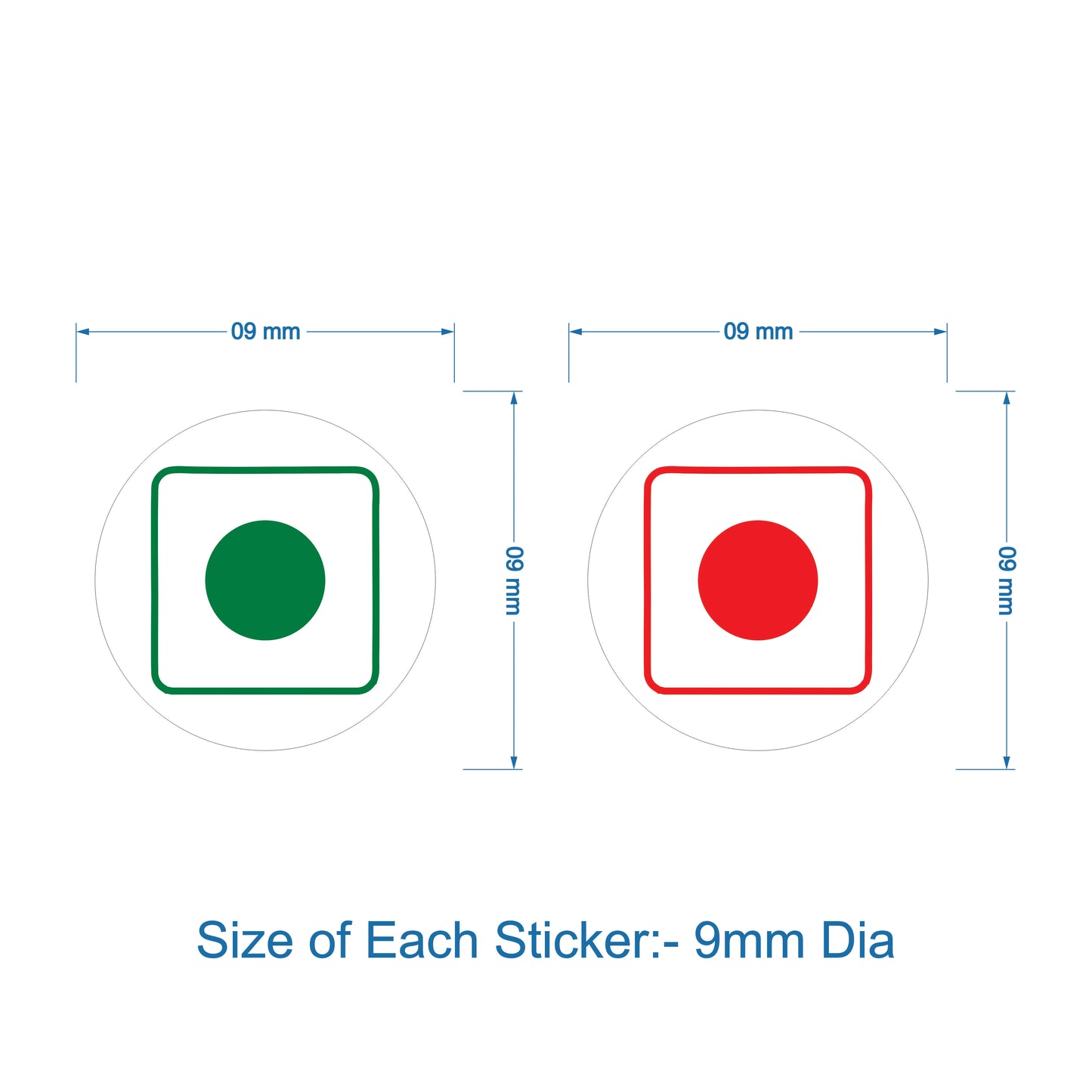 iberry's Self Adhensive 540 Veg Stickers Green & 540 Non Veg Stickers Red Round Shape for Food Packaging|Size 9 mm Dia | Food Label Stickers