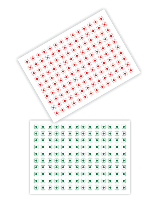 iberry's Self Adhensive 540 Veg Stickers Green & 540 Non Veg Stickers Red Round Shape for Food Packaging|Size 9 mm Dia | Food Label Stickers