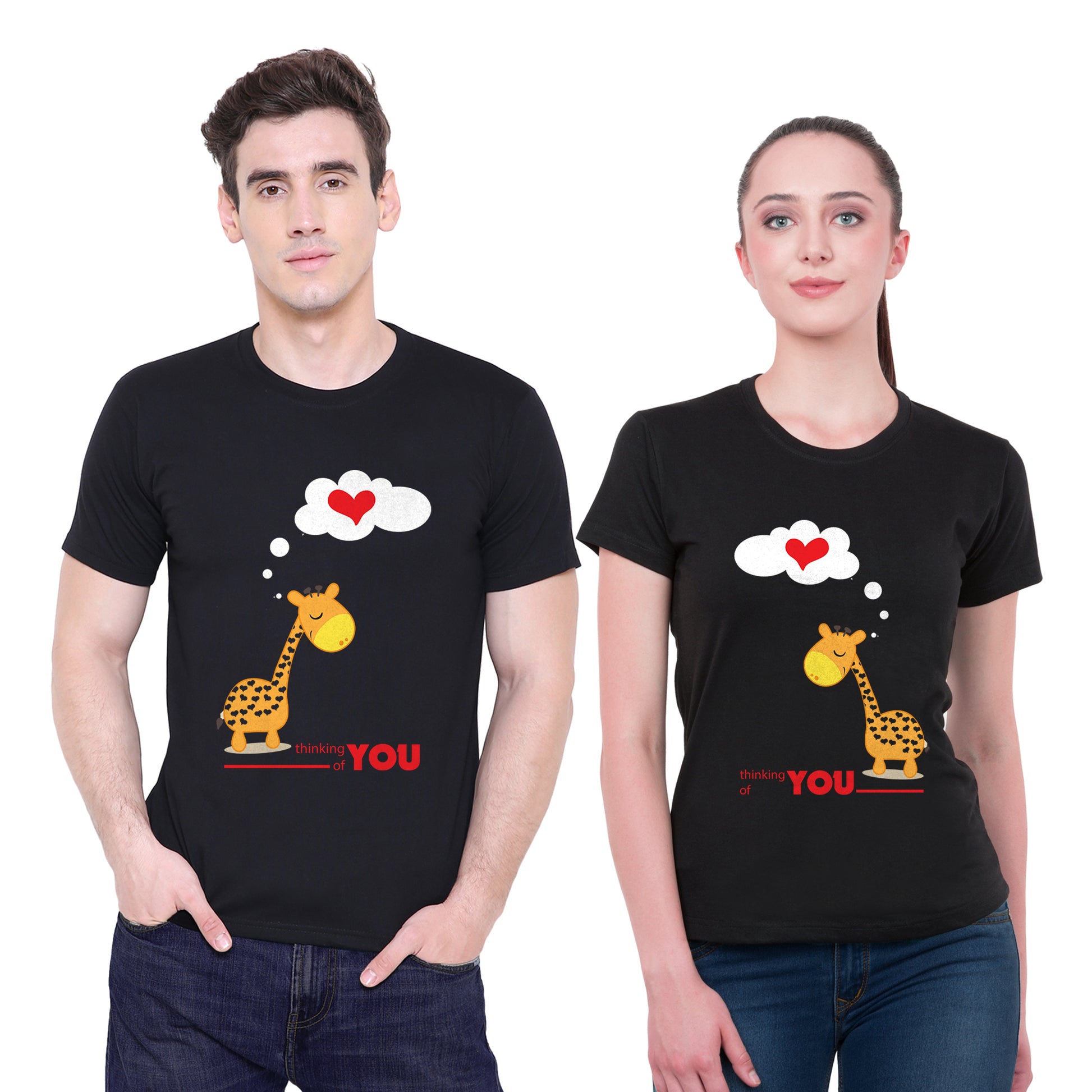Thinking of you matching Couple T shirts- Black