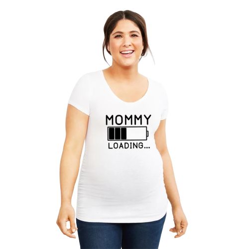 mommy Loading Maternity t shirt for women|mom to be t shirt | half sleeve t shirt womens | Maternity Dress|round neck t shirt