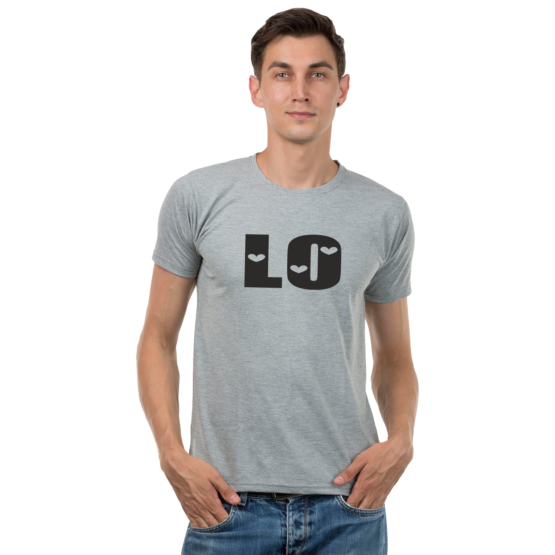 Love matching Couple T shirts- Grey