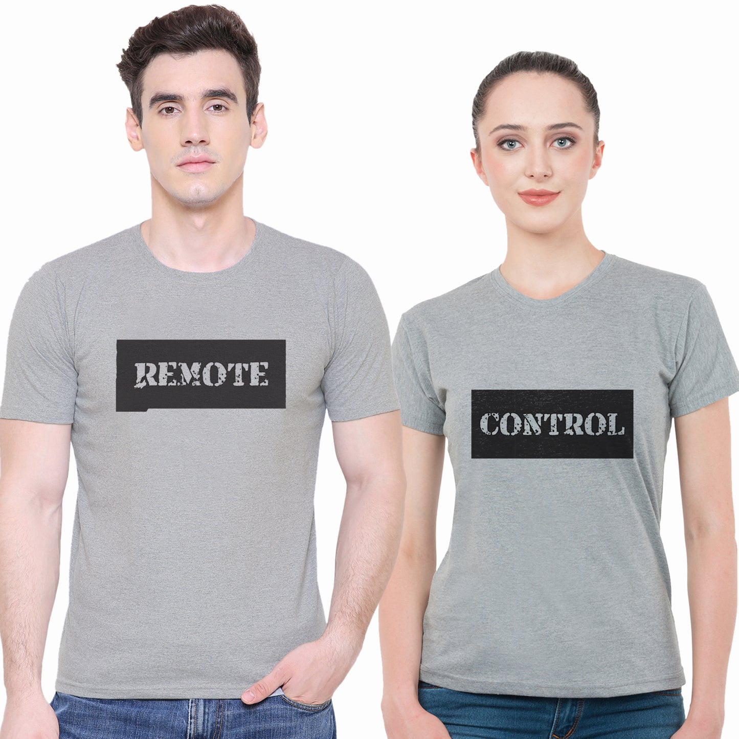 Remote Control matching Couple T shirts- Grey