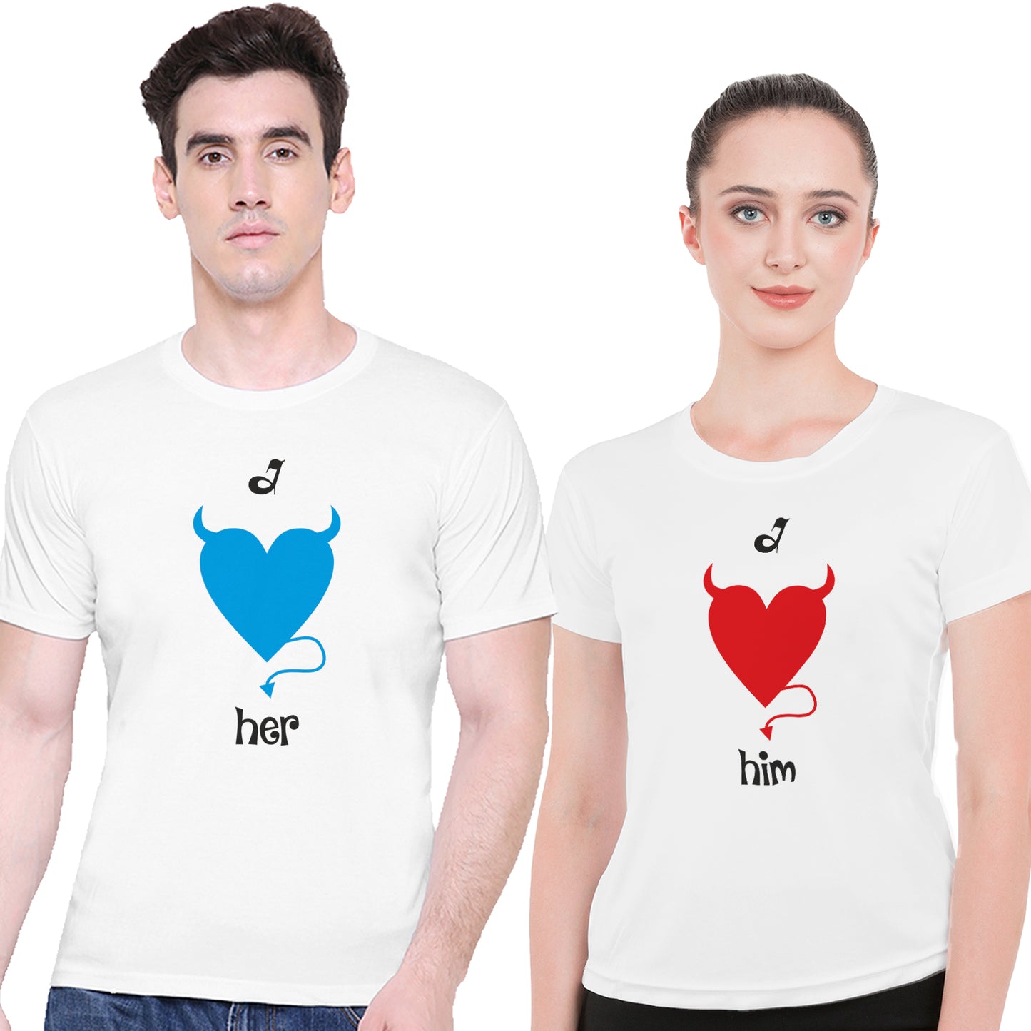 Love Devil matching Couple T shirts- White