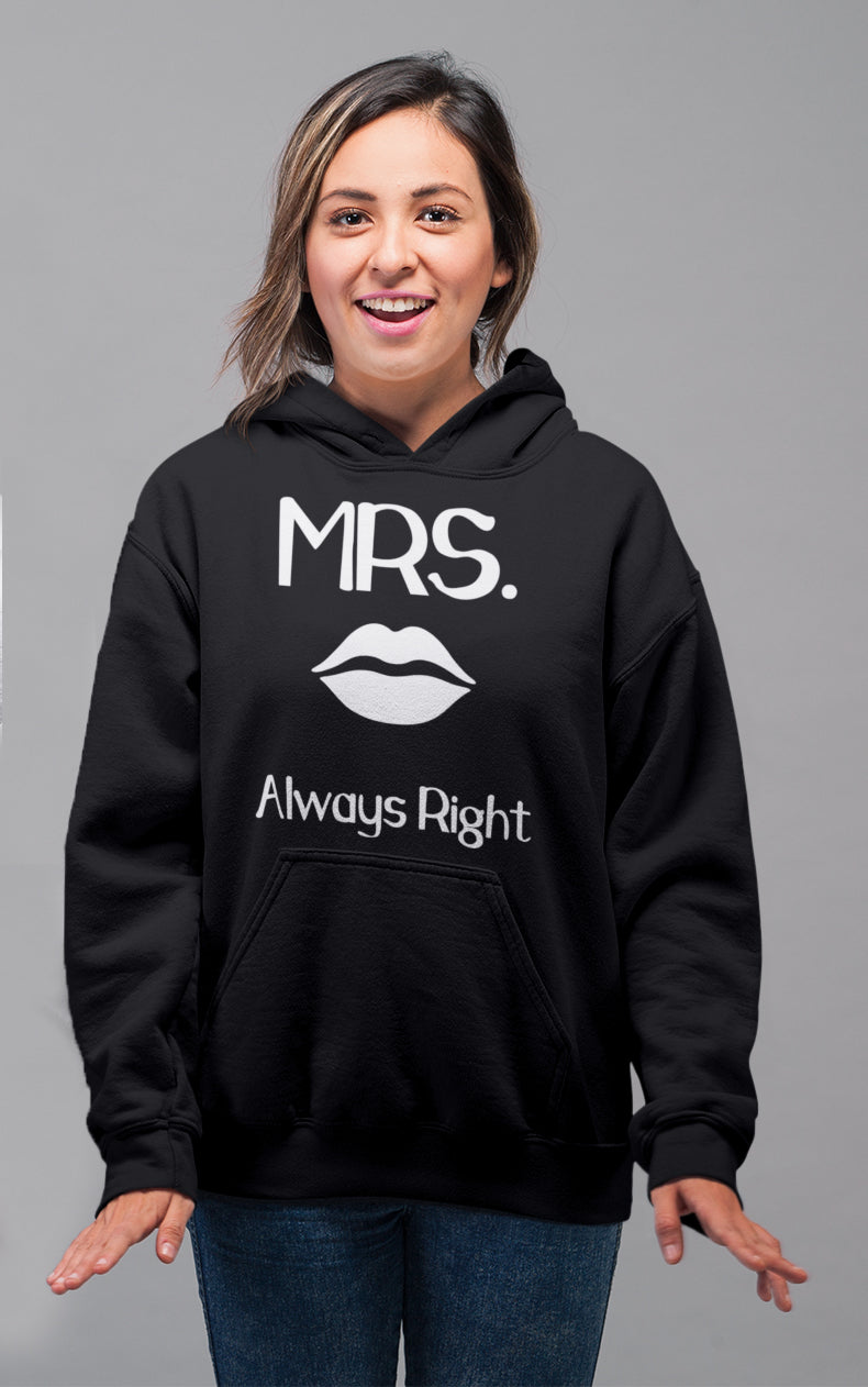 Mr. & Mrs. Right Matching Couple Cute Sweatshirts | Couple Hoodies- Black