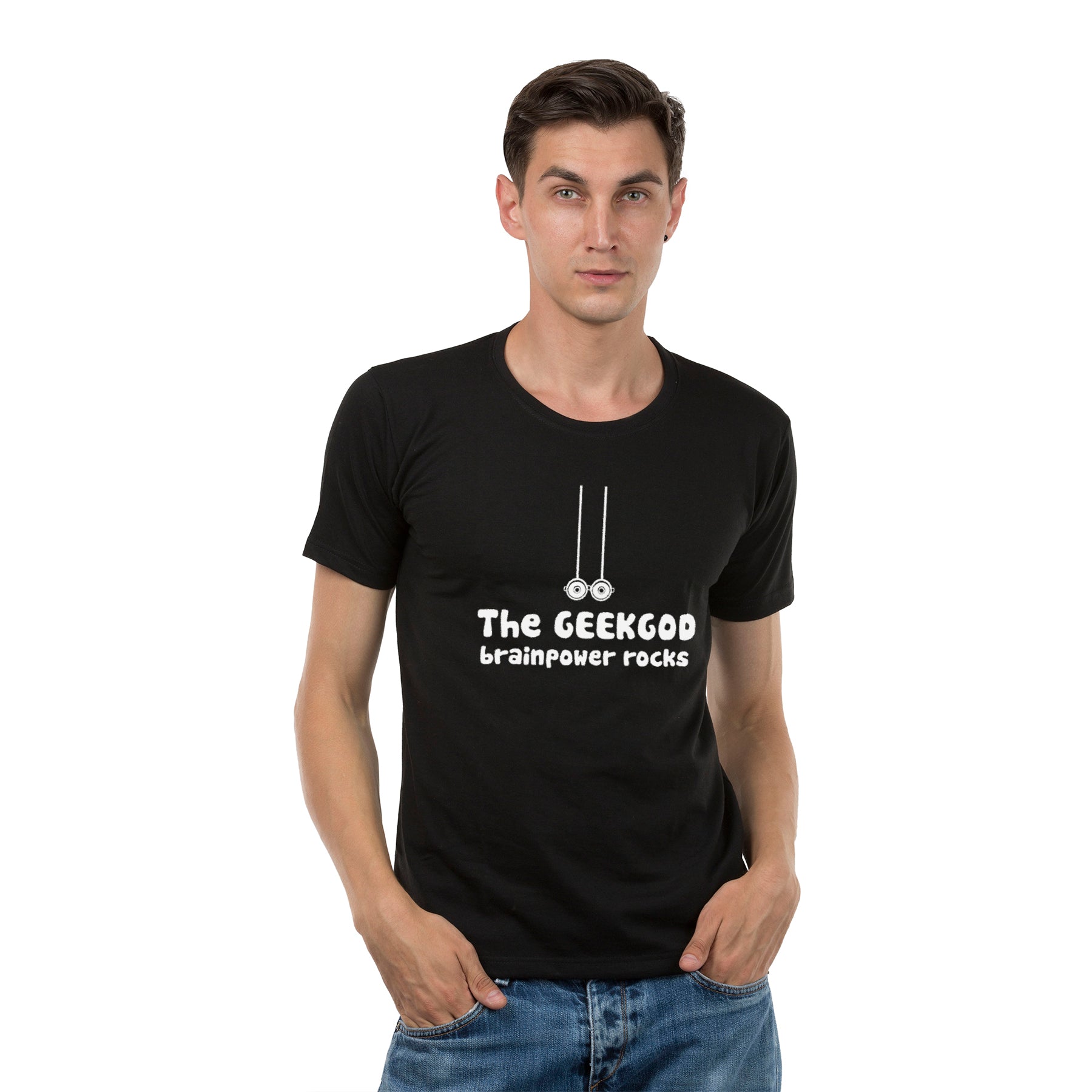 Geek God matching Couple T shirts- Black