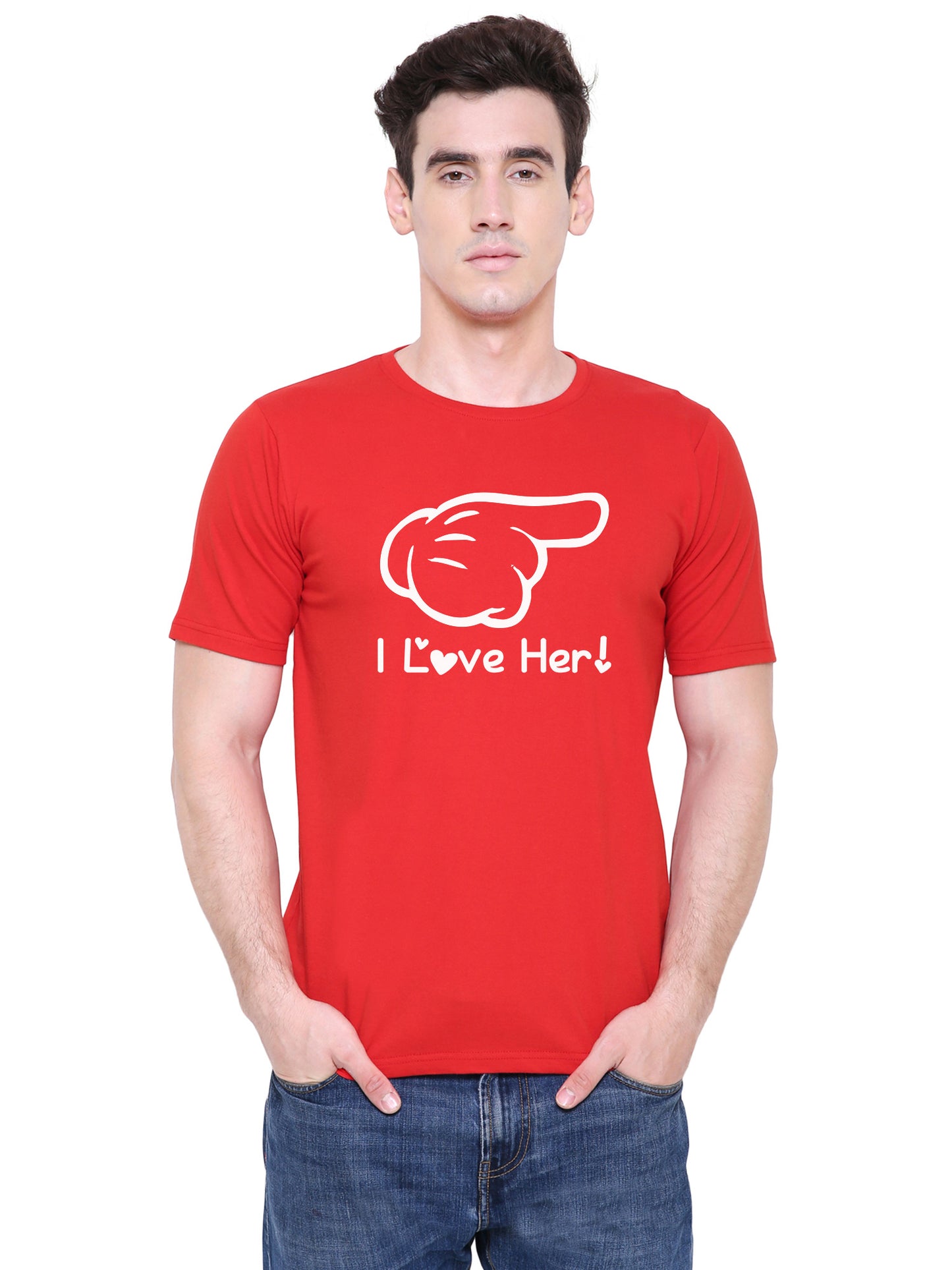 Love him her matching Couple T shirts- Red