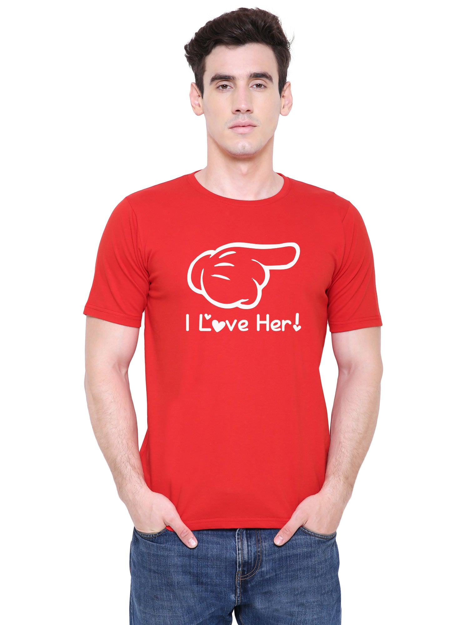 Love him her matching Couple T shirts- Red
