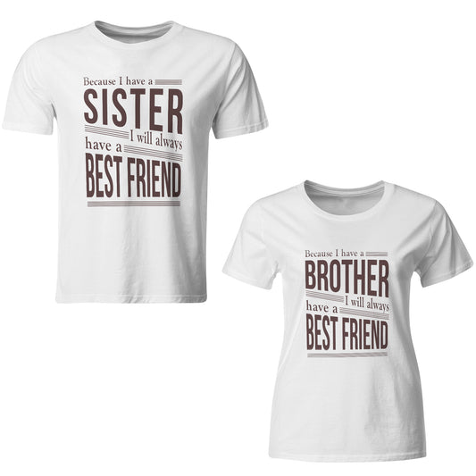 Brother Sister are always best friends matching Sibling t shirts - white