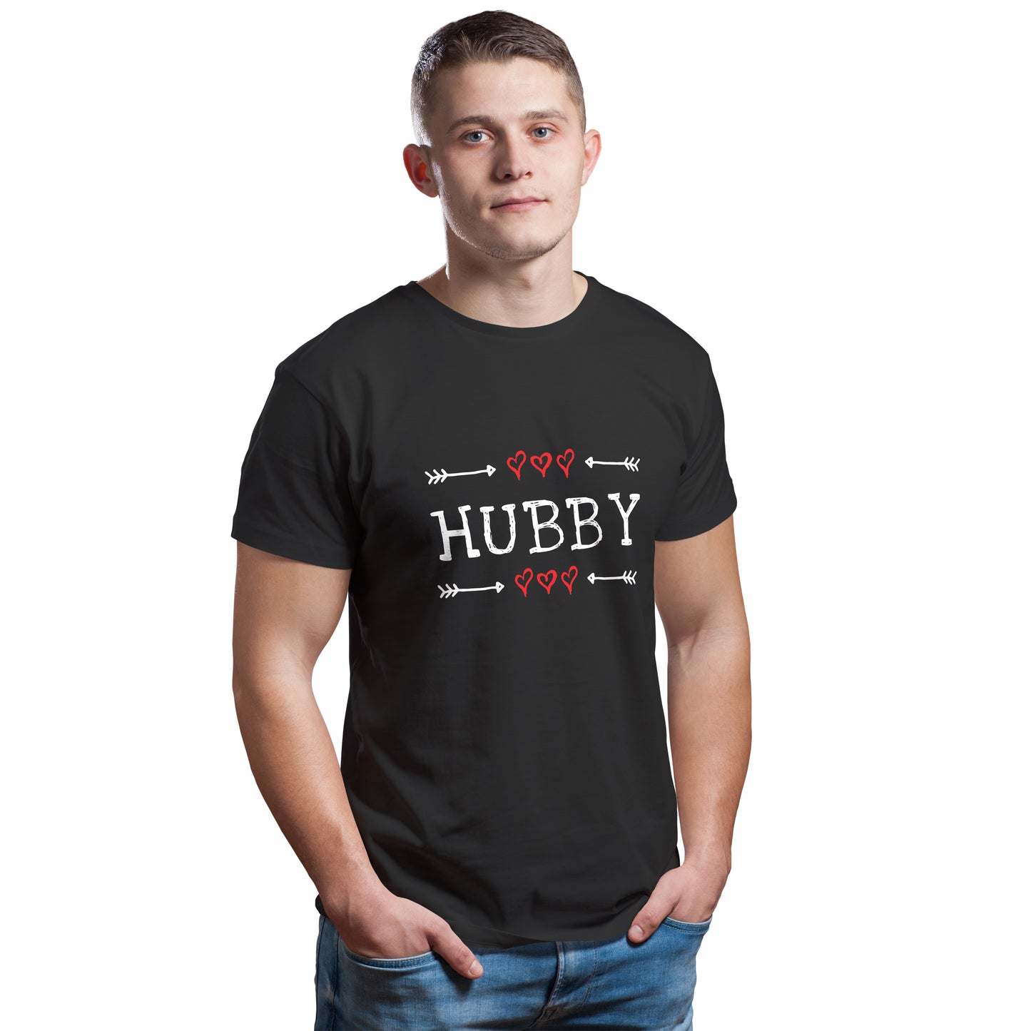 Hubby Wifey 2 matching Couple T shirts- White Black