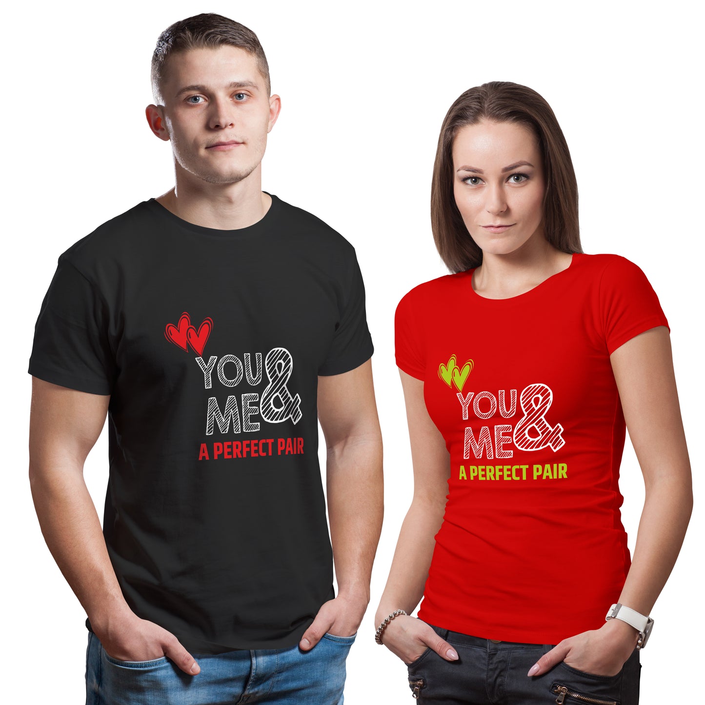 youandme matching couple tshirt black red