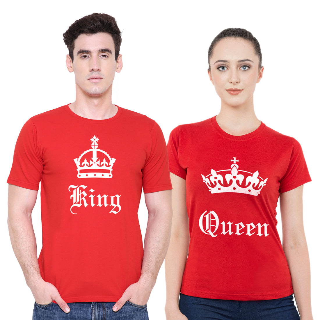 King Queen matching Couple T shirts- Red
