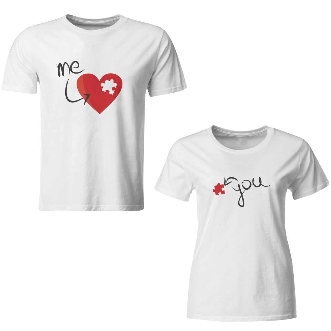 Me and You matching Couple T shirts- White